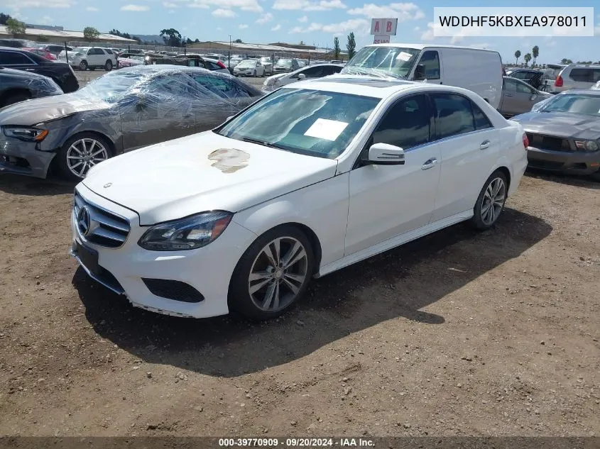 2014 Mercedes-Benz E 350 VIN: WDDHF5KBXEA978011 Lot: 39770909