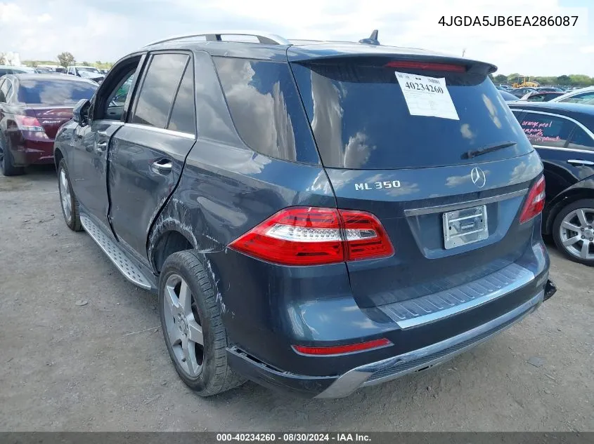 2014 Mercedes-Benz Ml 350 VIN: 4JGDA5JB6EA286087 Lot: 40234260