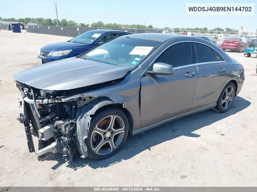 2014 Mercedes-Benz Cla 250 4Matic VIN: WDDSJ4GB9EN144702 Lot: 40345455