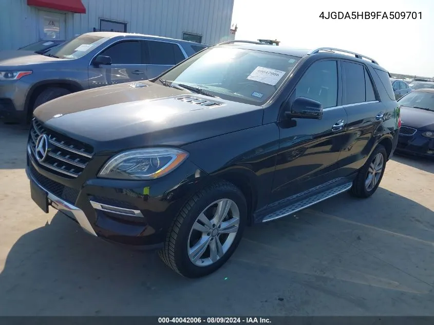 2015 Mercedes-Benz Ml 350 4Matic VIN: 4JGDA5HB9FA509701 Lot: 40042006