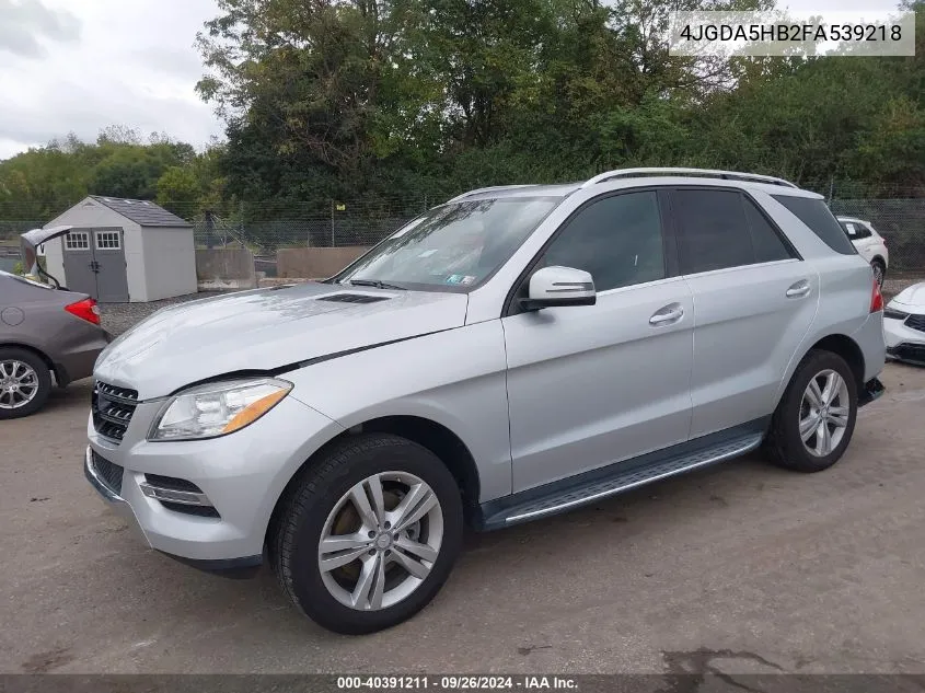 2015 Mercedes-Benz Ml 350 4Matic VIN: 4JGDA5HB2FA539218 Lot: 40391211