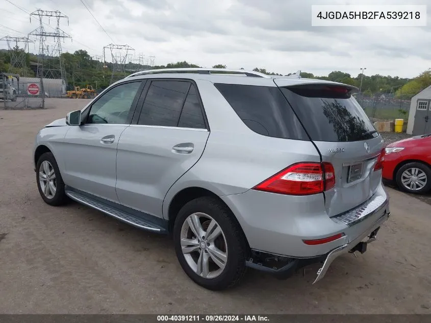 2015 Mercedes-Benz Ml 350 4Matic VIN: 4JGDA5HB2FA539218 Lot: 40391211