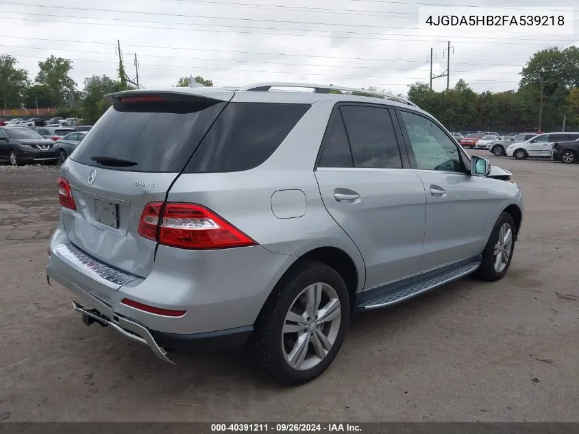 2015 Mercedes-Benz Ml 350 4Matic VIN: 4JGDA5HB2FA539218 Lot: 40391211