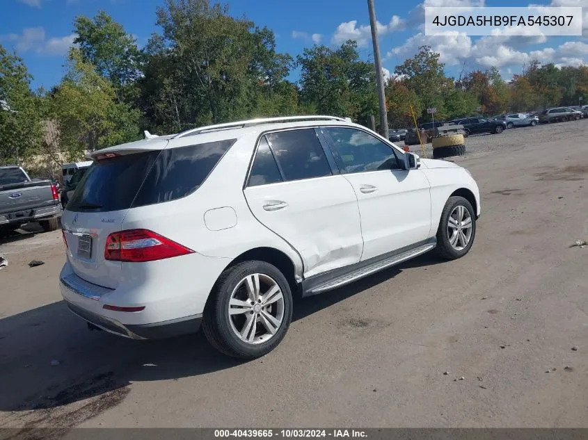 2015 Mercedes-Benz Ml 350 4Matic VIN: 4JGDA5HB9FA545307 Lot: 40439665