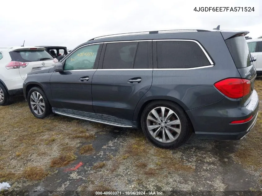 2015 Mercedes-Benz Gl 450 4Matic VIN: 4JGDF6EE7FA571524 Lot: 40503371