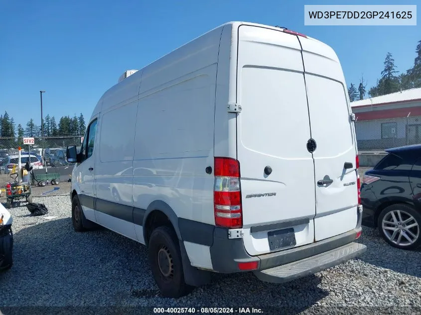 2016 Mercedes-Benz Sprinter 2500 Normal Roof VIN: WD3PE7DD2GP241625 Lot: 40025740