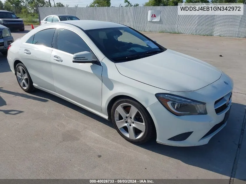 2016 Mercedes-Benz Cla 250 VIN: WDDSJ4EB1GN342972 Lot: 40026733