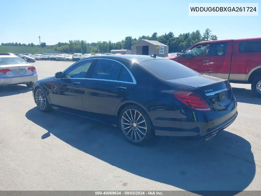 2016 Mercedes-Benz S 550 Plug-In Hybrid VIN: WDDUG6DBXGA261724 Lot: 40069634