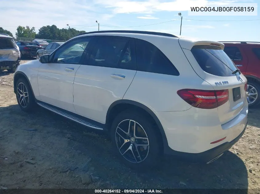 2016 Mercedes-Benz Glc 300 VIN: WDC0G4JB0GF058159 Lot: 40264152