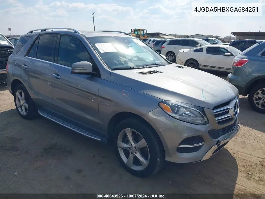 2016 Mercedes-Benz Gle 350 4Matic VIN: 4JGDA5HBXGA684251 Lot: 40543926