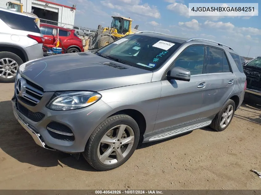 2016 Mercedes-Benz Gle 350 4Matic VIN: 4JGDA5HBXGA684251 Lot: 40543926