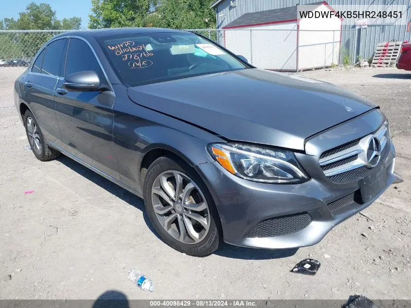 2017 Mercedes-Benz C 300 4Matic/Luxury 4Matic/Sport 4Matic VIN: WDDWF4KB5HR248451 Lot: 40098429