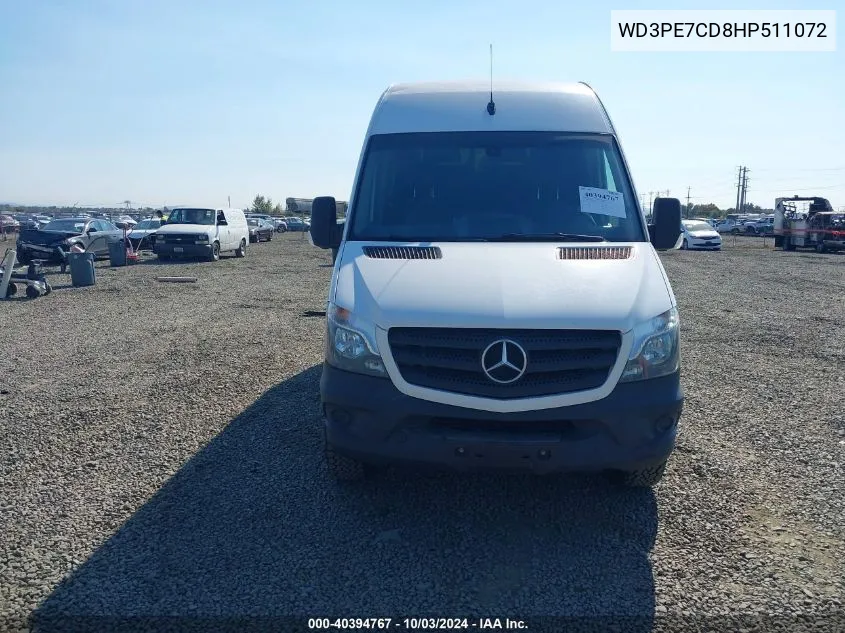 2017 Mercedes-Benz Sprinter 2500 Standard Roof V6 VIN: WD3PE7CD8HP511072 Lot: 40394767