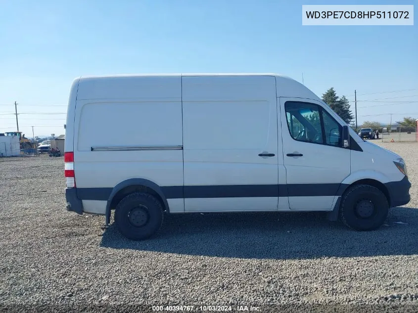 2017 Mercedes-Benz Sprinter 2500 Standard Roof V6 VIN: WD3PE7CD8HP511072 Lot: 40394767