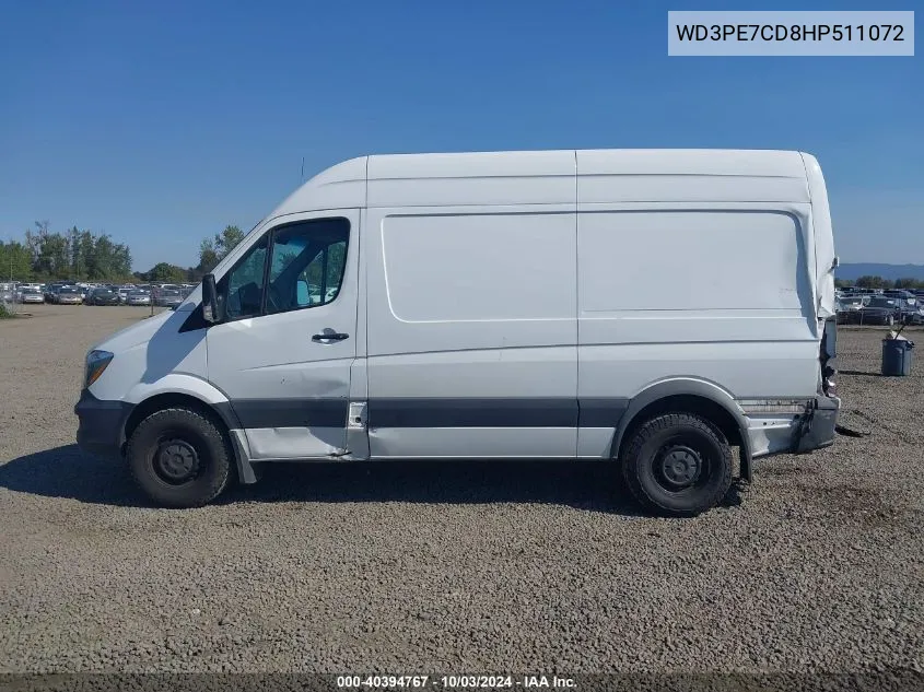 2017 Mercedes-Benz Sprinter 2500 Standard Roof V6 VIN: WD3PE7CD8HP511072 Lot: 40394767