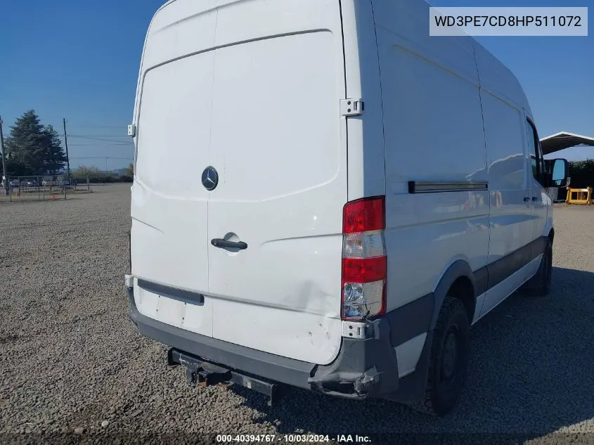 2017 Mercedes-Benz Sprinter 2500 Standard Roof V6 VIN: WD3PE7CD8HP511072 Lot: 40394767