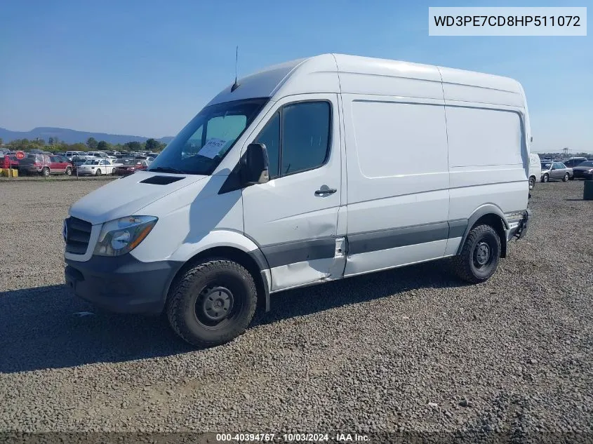 2017 Mercedes-Benz Sprinter 2500 Standard Roof V6 VIN: WD3PE7CD8HP511072 Lot: 40394767