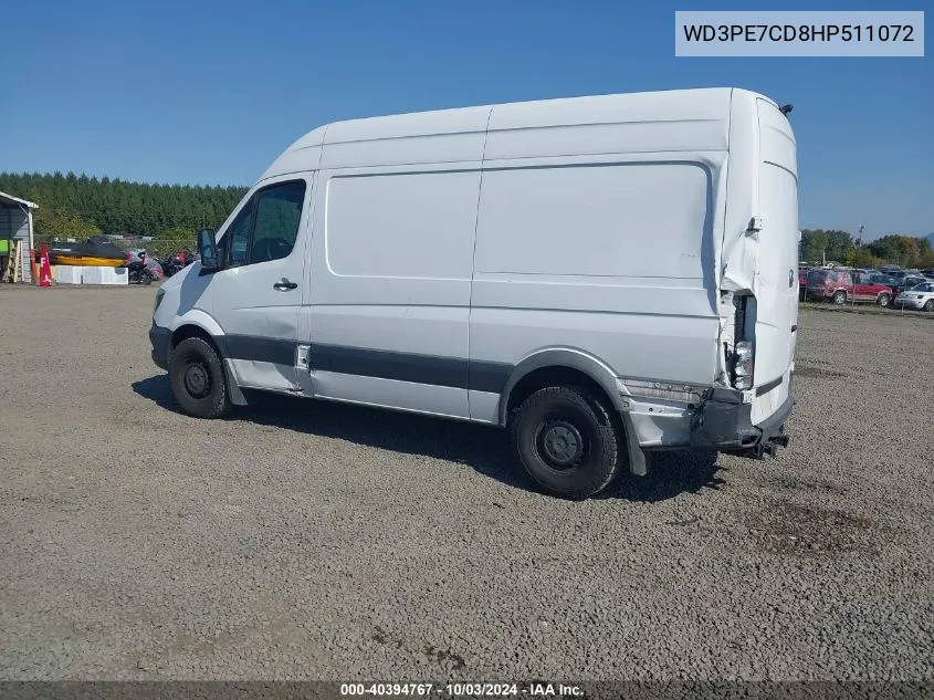 2017 Mercedes-Benz Sprinter 2500 Standard Roof V6 VIN: WD3PE7CD8HP511072 Lot: 40394767