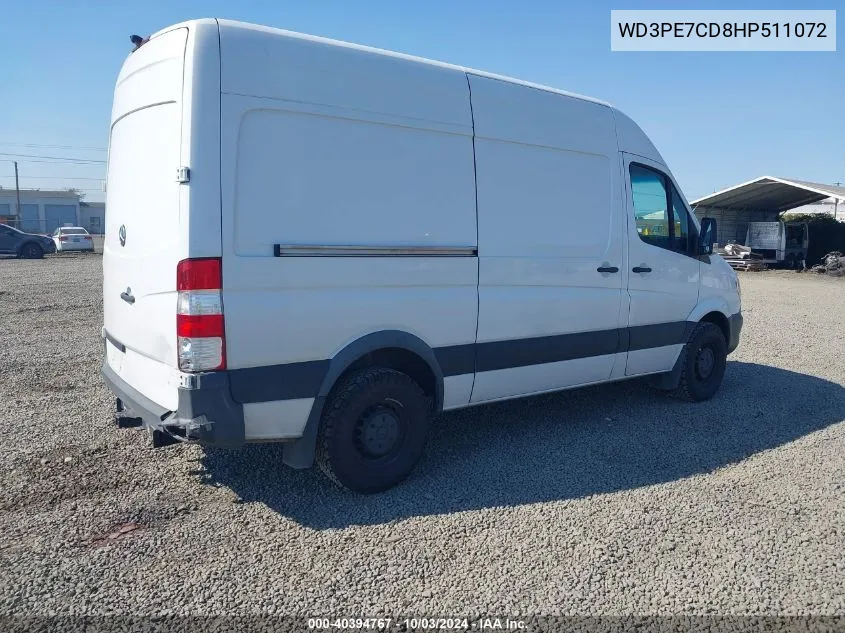 2017 Mercedes-Benz Sprinter 2500 Standard Roof V6 VIN: WD3PE7CD8HP511072 Lot: 40394767