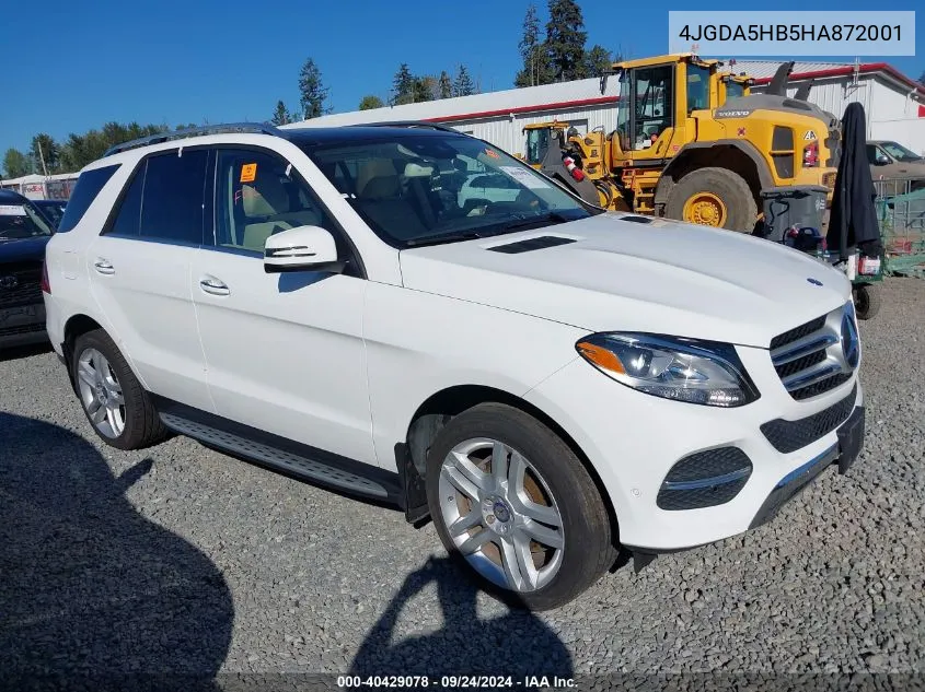 2017 Mercedes-Benz Gle 350 4Matic VIN: 4JGDA5HB5HA872001 Lot: 40429078