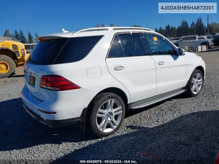 2017 Mercedes-Benz Gle 350 4Matic VIN: 4JGDA5HB5HA872001 Lot: 40429078