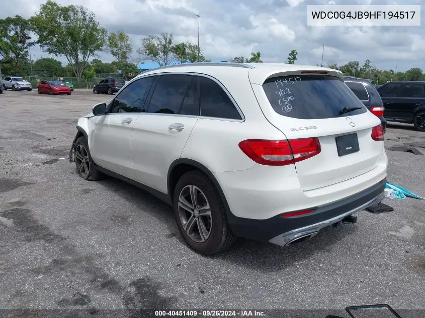 2017 Mercedes-Benz Glc 300 VIN: WDC0G4JB9HF194517 Lot: 40451409