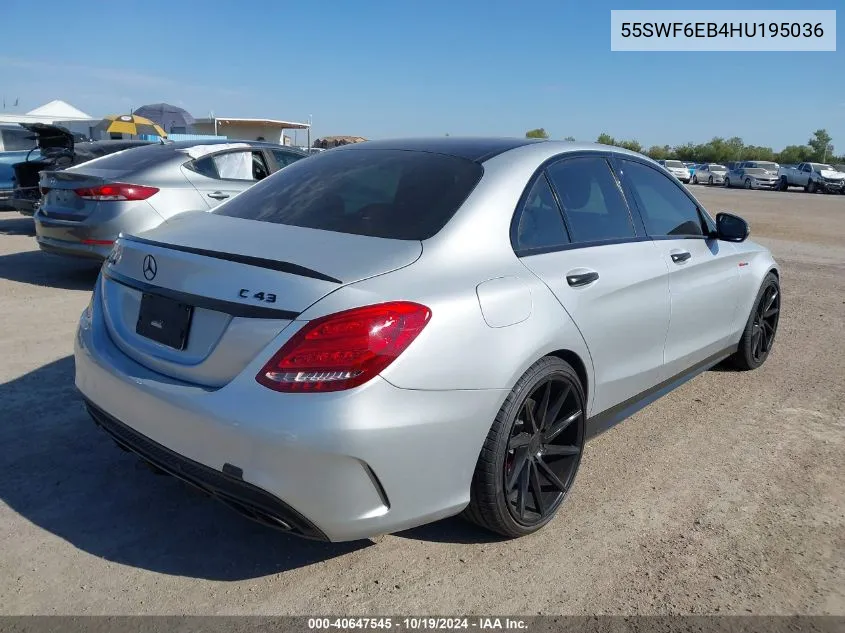 2017 Mercedes-Benz C 43 4Matic Amg VIN: 55SWF6EB4HU195036 Lot: 40647545