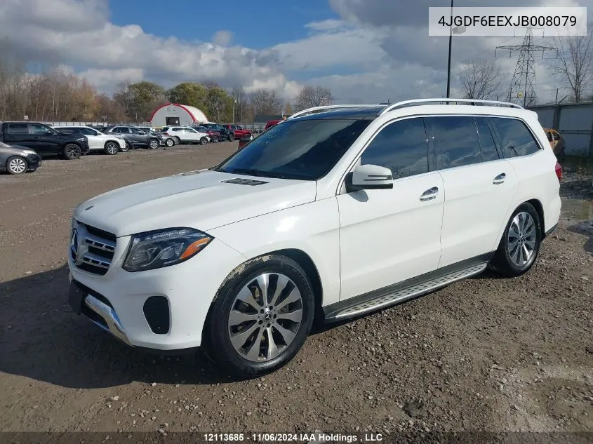 2018 Mercedes-Benz Gls 450 4Matic VIN: 4JGDF6EEXJB008079 Lot: 12113685