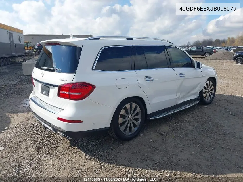 2018 Mercedes-Benz Gls 450 4Matic VIN: 4JGDF6EEXJB008079 Lot: 12113685