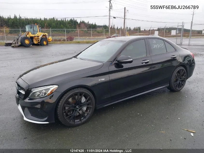 2018 Mercedes-Benz C 43 4Mati Amg VIN: 55SWF6EB6JU266789 Lot: 12147425