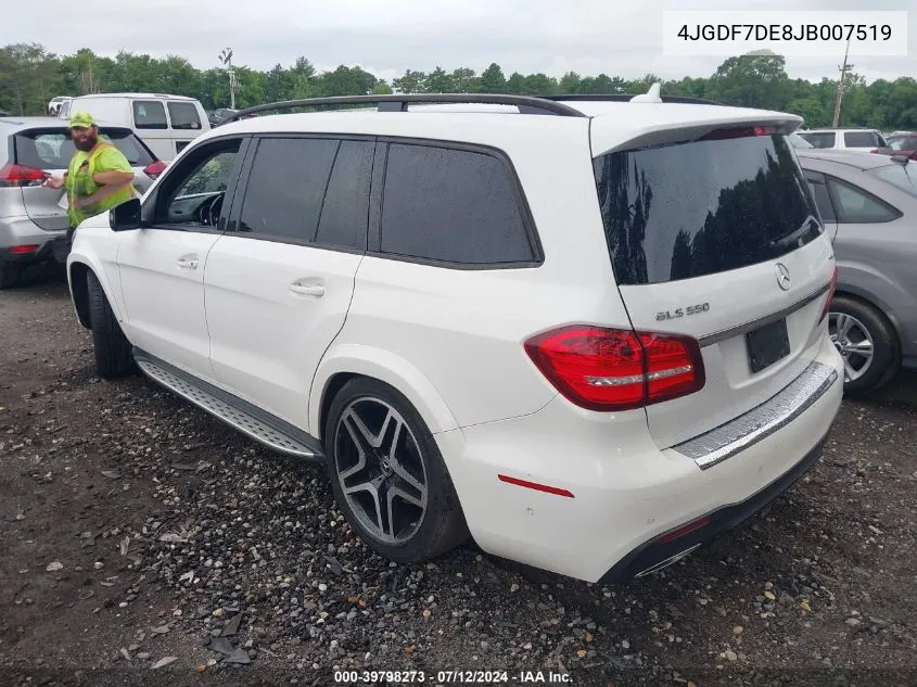 2018 Mercedes-Benz Gls 550 4Matic VIN: 4JGDF7DE8JB007519 Lot: 39798273