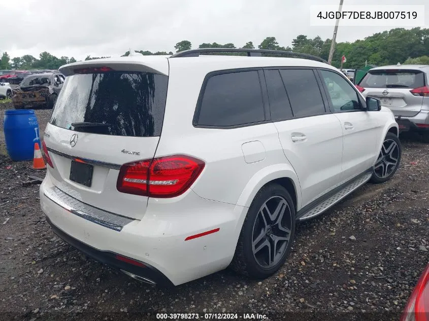 2018 Mercedes-Benz Gls 550 4Matic VIN: 4JGDF7DE8JB007519 Lot: 39798273