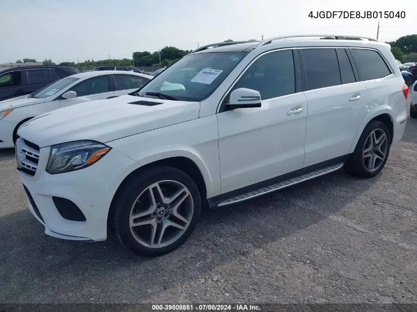 2018 Mercedes-Benz Gls 550 4Matic VIN: 4JGDF7DE8JB015040 Lot: 39808851