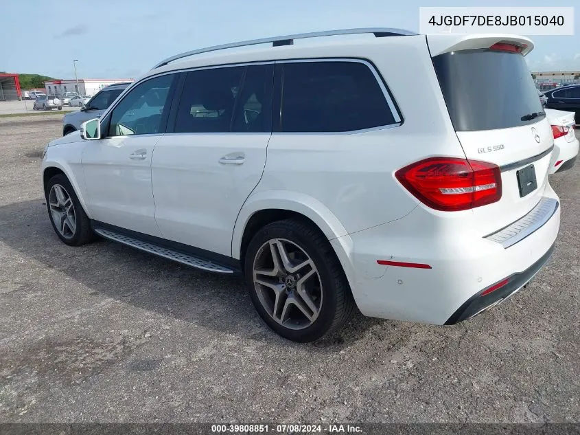 2018 Mercedes-Benz Gls 550 4Matic VIN: 4JGDF7DE8JB015040 Lot: 39808851