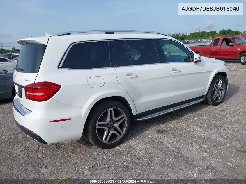 2018 Mercedes-Benz Gls 550 4Matic VIN: 4JGDF7DE8JB015040 Lot: 39808851