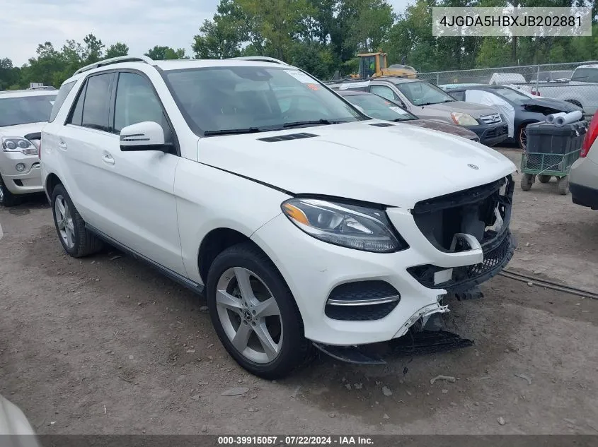 2018 Mercedes-Benz Gle 350 4Matic VIN: 4JGDA5HBXJB202881 Lot: 39915057