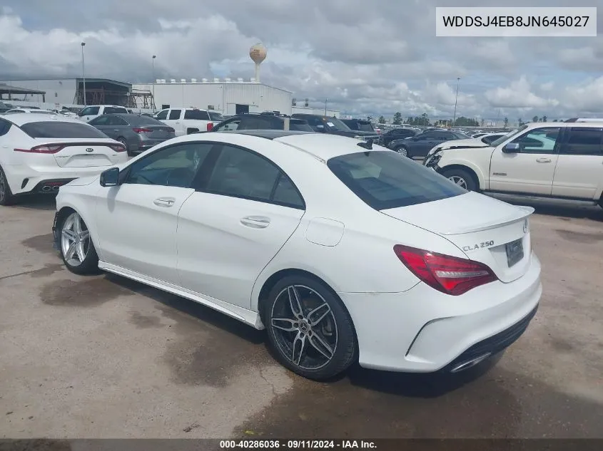 2018 Mercedes-Benz Cla 250 VIN: WDDSJ4EB8JN645027 Lot: 40286036