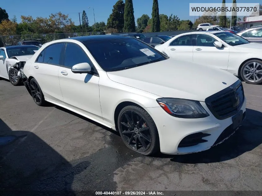 2018 Mercedes-Benz S 450 4Matic VIN: WDDUG6GB5JA377870 Lot: 40440107