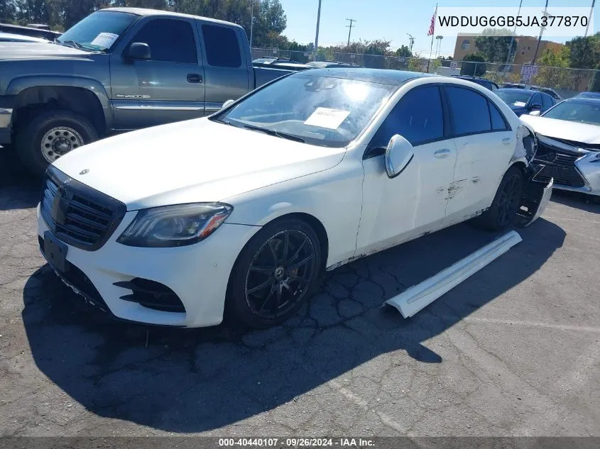 2018 Mercedes-Benz S 450 4Matic VIN: WDDUG6GB5JA377870 Lot: 40440107