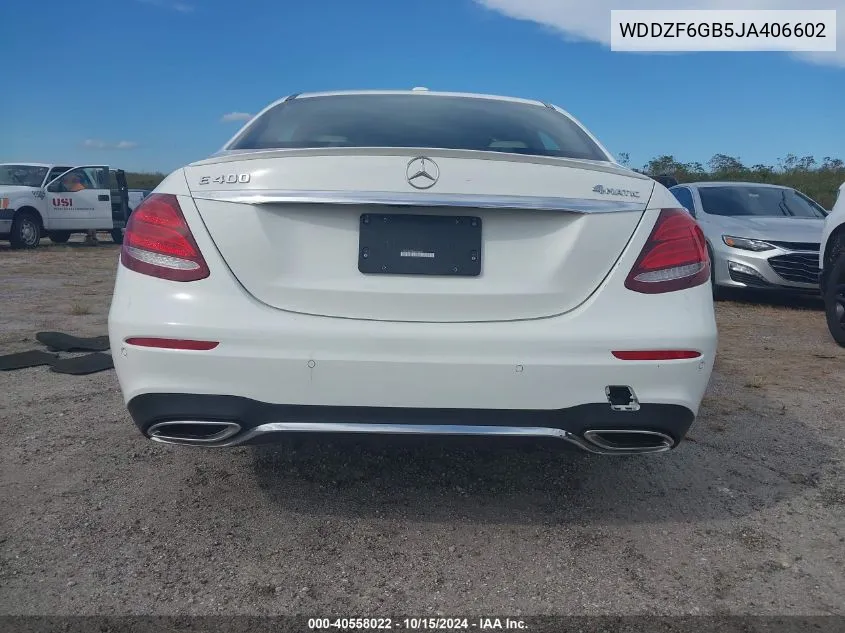 2018 Mercedes-Benz E 400 4Matic VIN: WDDZF6GB5JA406602 Lot: 40558022