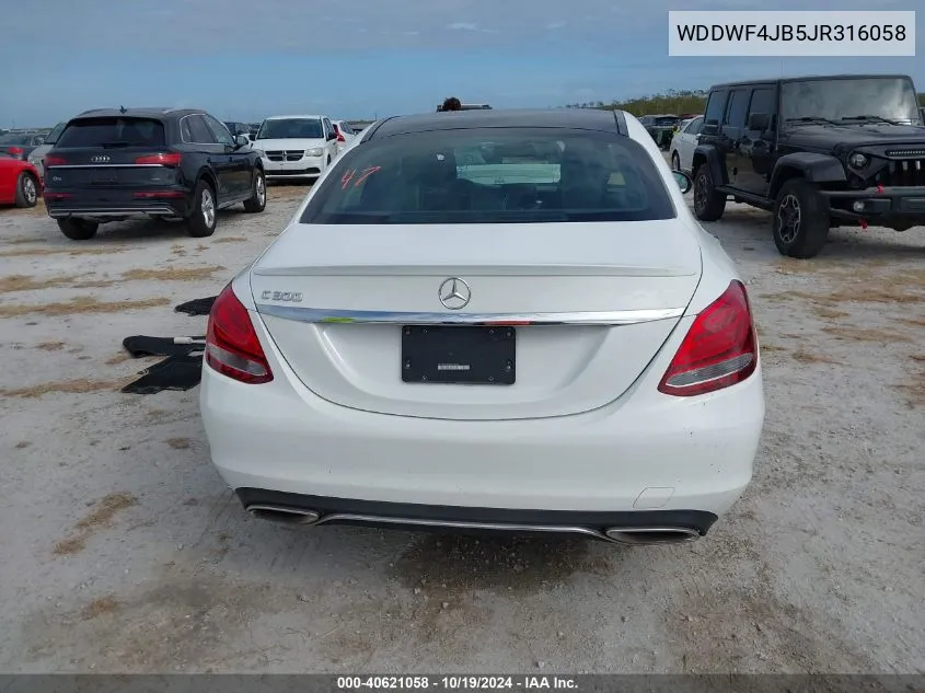 2018 Mercedes-Benz C 300 VIN: WDDWF4JB5JR316058 Lot: 40621058