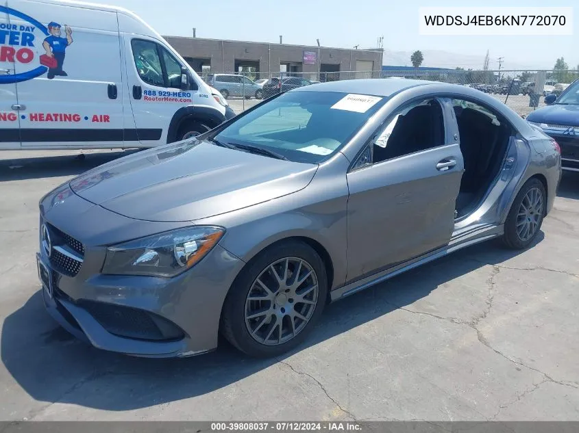 2019 Mercedes-Benz Cla 250 VIN: WDDSJ4EB6KN772070 Lot: 39808037