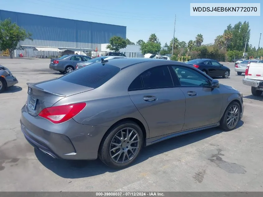 2019 Mercedes-Benz Cla 250 VIN: WDDSJ4EB6KN772070 Lot: 39808037