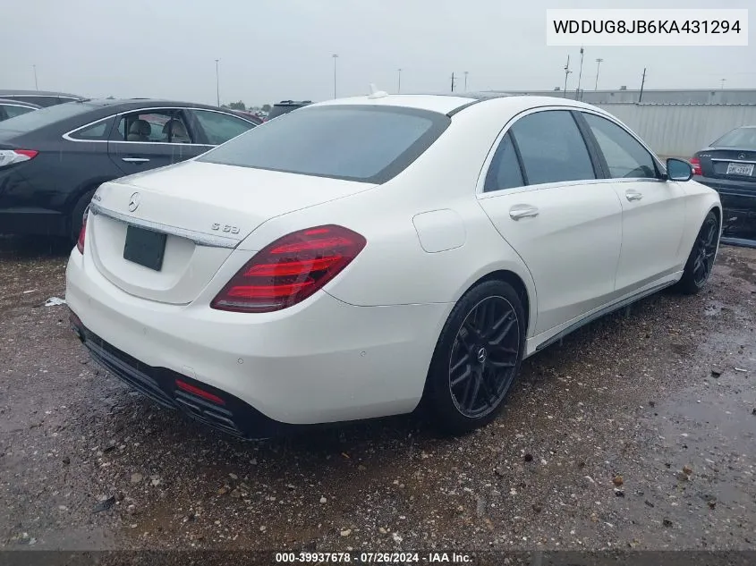 2019 Mercedes-Benz Amg S 63 63 Amg 4Matic VIN: WDDUG8JB6KA431294 Lot: 39937678