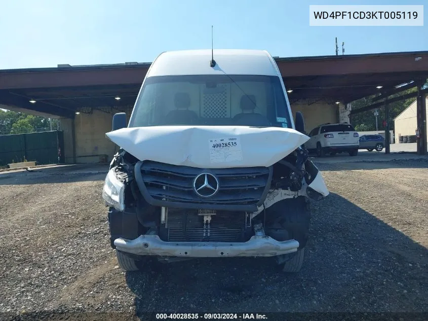 2019 Mercedes-Benz Sprinter 2500 High Roof V6 VIN: WD4PF1CD3KT005119 Lot: 40028535