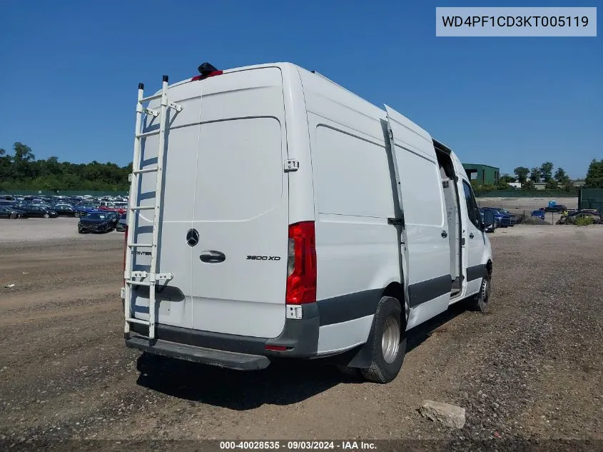 2019 Mercedes-Benz Sprinter 2500 High Roof V6 VIN: WD4PF1CD3KT005119 Lot: 40028535