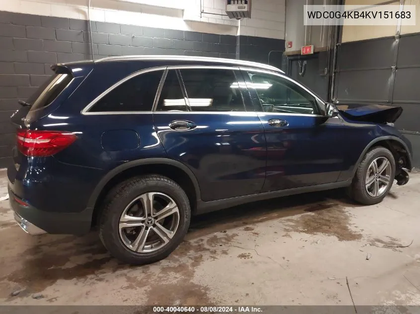 2019 Mercedes-Benz Glc 300 4Matic VIN: WDC0G4KB4KV151683 Lot: 40040640