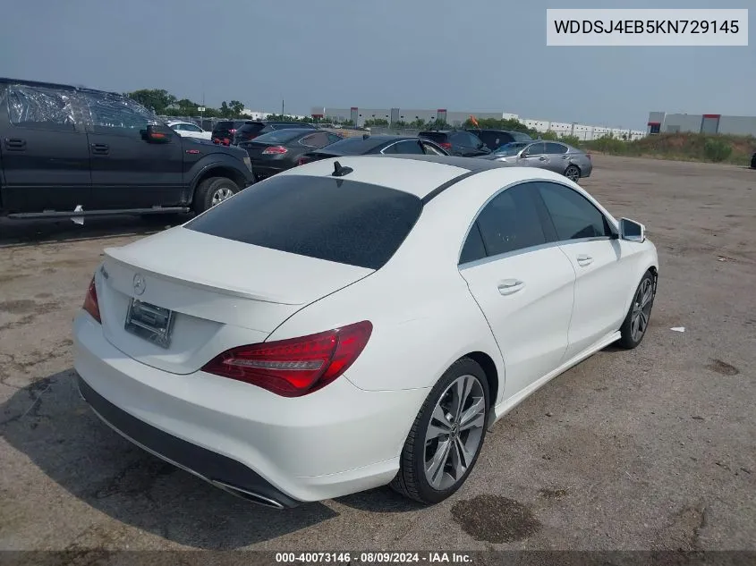 2019 Mercedes-Benz Cla 250 VIN: WDDSJ4EB5KN729145 Lot: 40073146