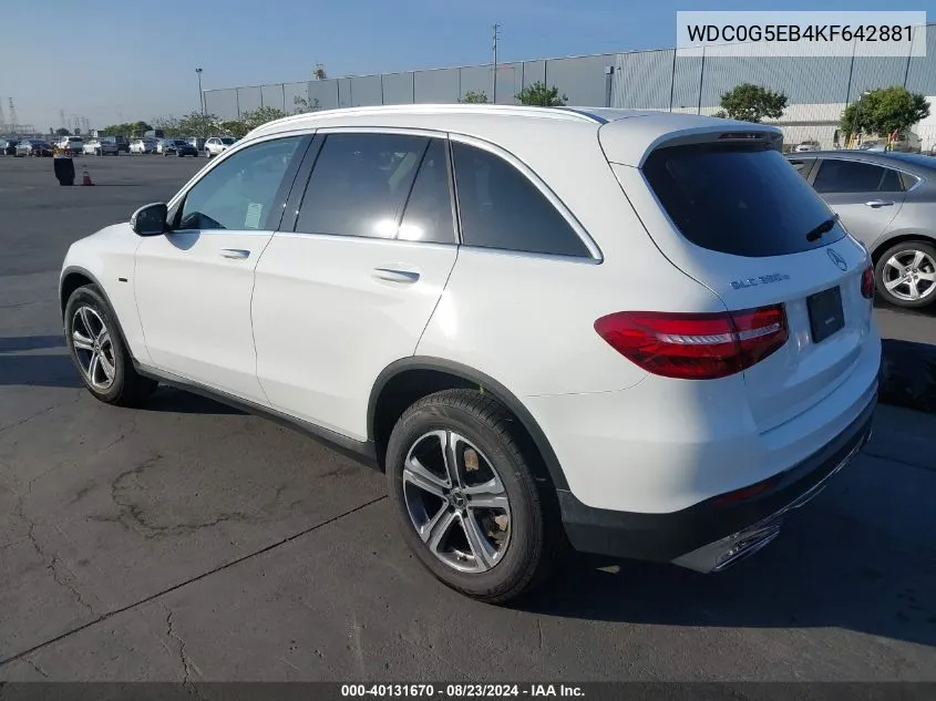 2019 Mercedes-Benz Glc 350E 4Matic VIN: WDC0G5EB4KF642881 Lot: 40131670