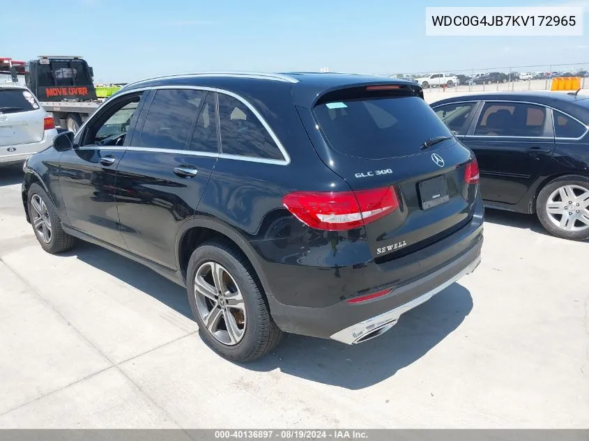 2019 Mercedes-Benz Glc 300 VIN: WDC0G4JB7KV172965 Lot: 40136897